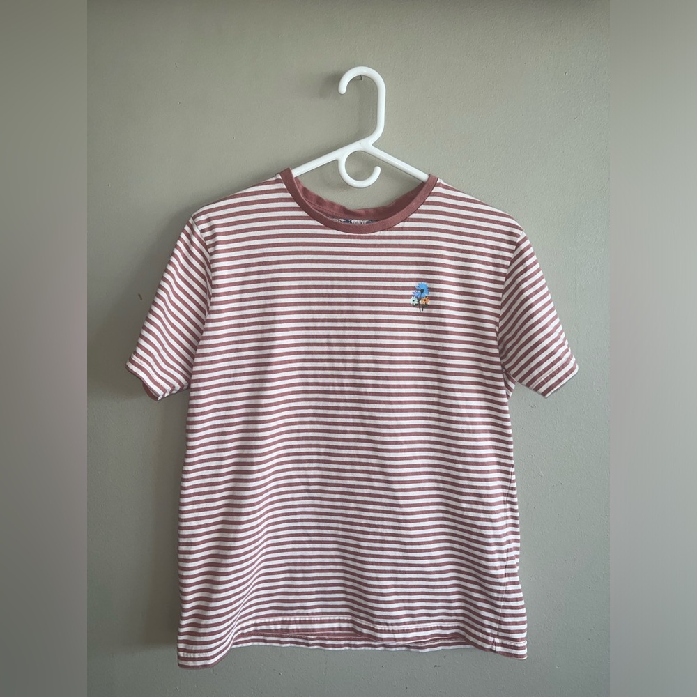 Denim and Flower Pink Stripe Flower Shirt